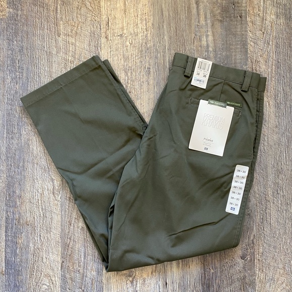 Dockers Men's Premium Khaki Pleated Cotton Olive Green Chino Pants Size Sz 38x30 - Picture 1 of 6